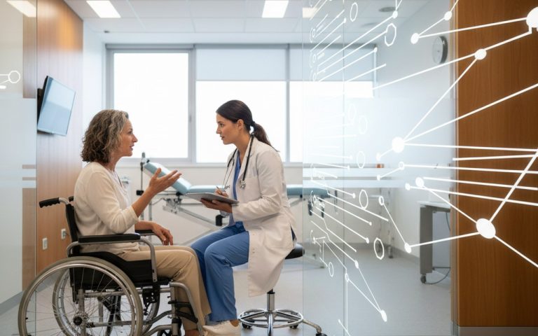 Consultation médicale illustrant l'accès aux soins avec la Complémentaire Santé Solidaire.